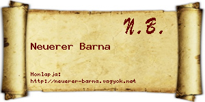 Neuerer Barna névjegykártya